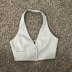 White Halter Neck Vest Top
